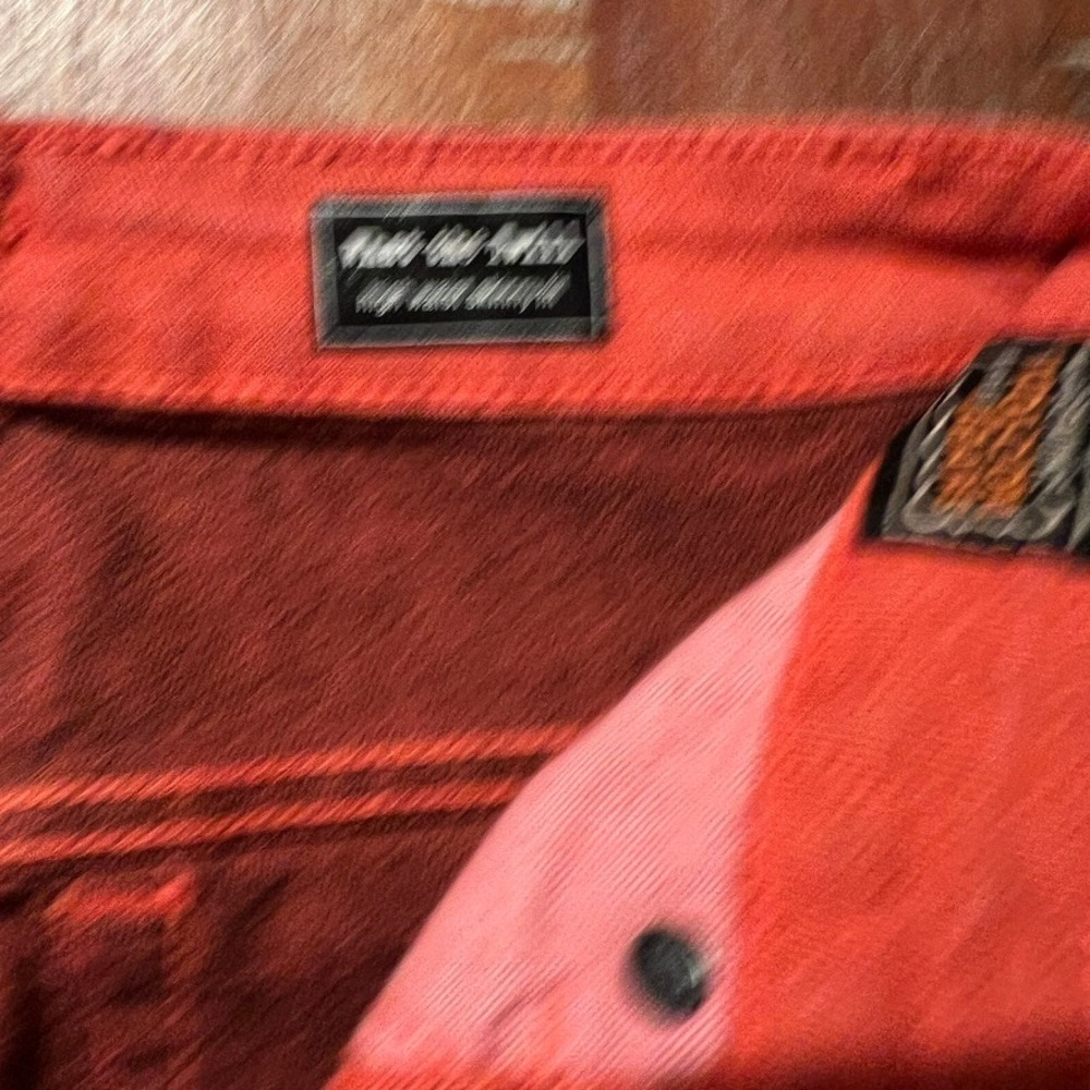 Volcom What The Twill Jeans Womens Size 3 Coral Red Blue Skinny Fit Stretch Pant - Picture 3 of 11